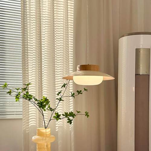 奶油风日式原木风餐厅吊灯