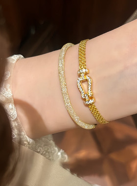 马蹄扣编织U形表带手链女