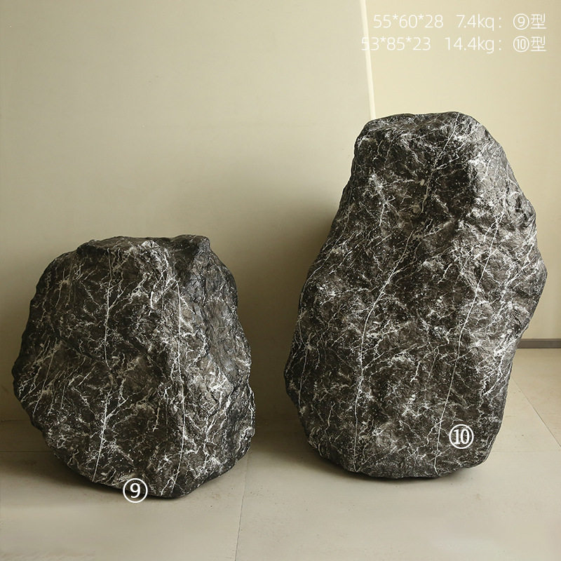 仿真玻璃钢黑山石造景庭院户外石