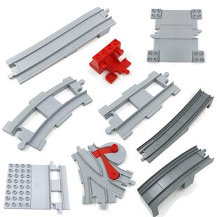 兼乐容高火车轨道大颗粒积木散装配件浅灰10875得宝10874拼装玩具