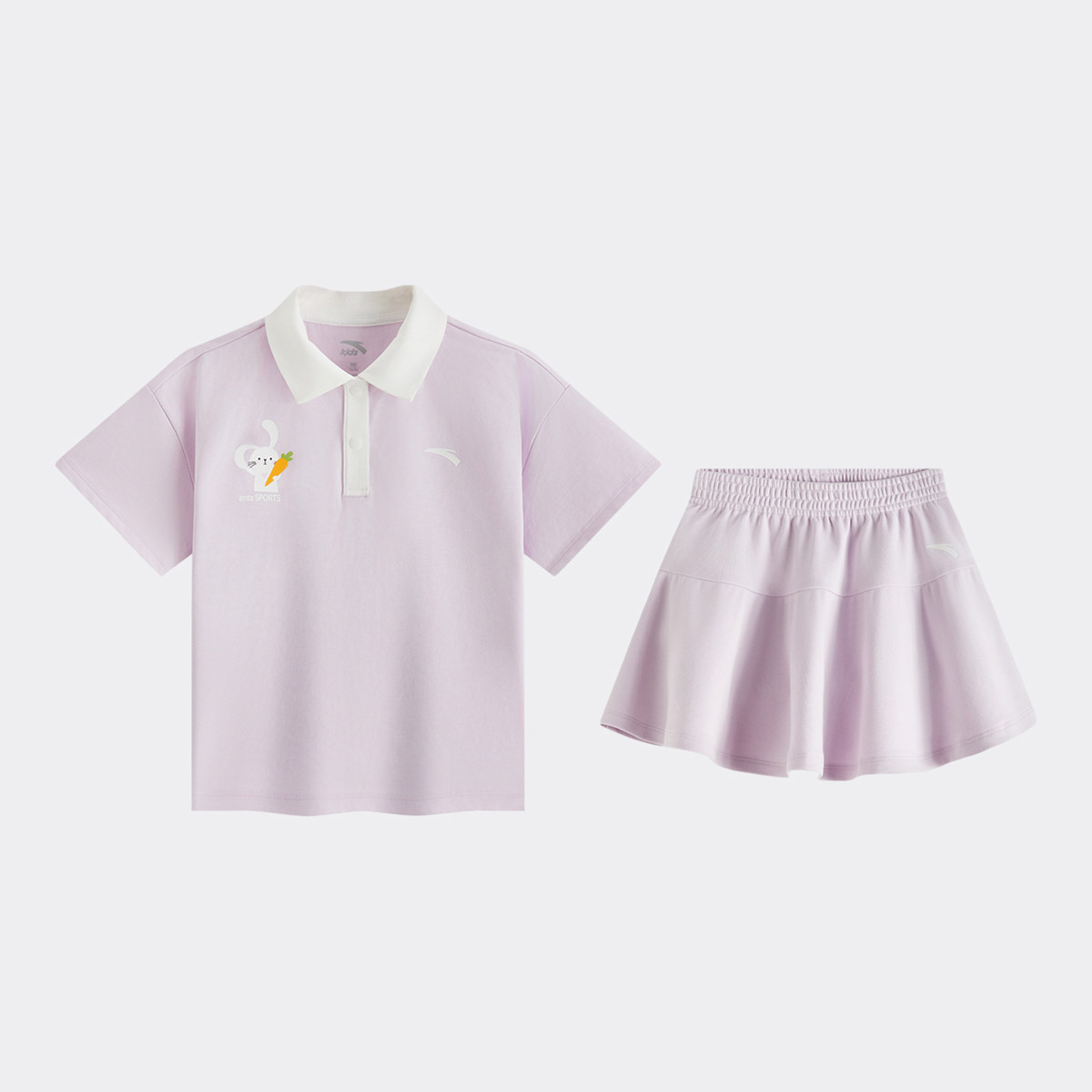 安踏女小童舒适夏季针织运动套装