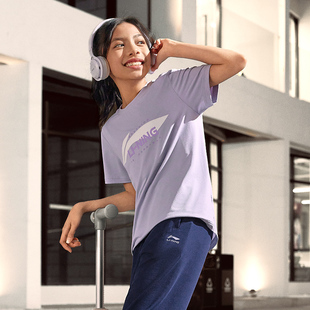 圆领弹力透气运动上衣YTSU121 短袖 中国李宁男女童T恤24新款 夏季