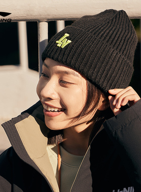 中国李宁针织帽男士女士2023秋冬新款运动生活系列运动帽AMZT059