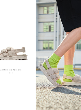 中国李宁男款潮流休闲沙滩鞋个性卡扣轻质防滑凉鞋百搭AGUS009