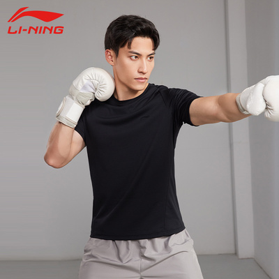 李宁有袖男生透气短袖休闲健身