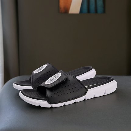 中国李宁正品韦德之道wow6初生无眠黑白舒适篮球运动拖鞋ABTN003