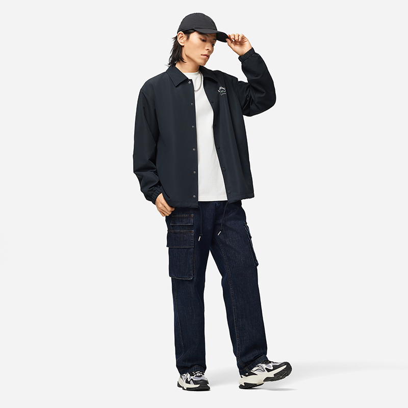 李宁男款翻领保暖宽松开衫外套