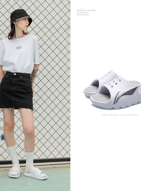 中国李宁女子新款大logo凉拖可沾水洗澡外穿耐磨运动拖鞋ABTR006