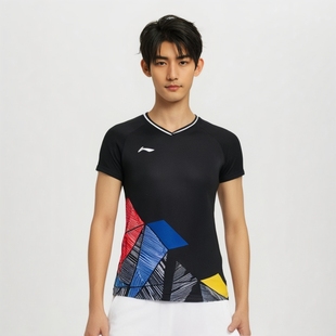 中国李宁2023羽毛球服速干短袖男女大赛服球迷版比赛上衣AAYR375