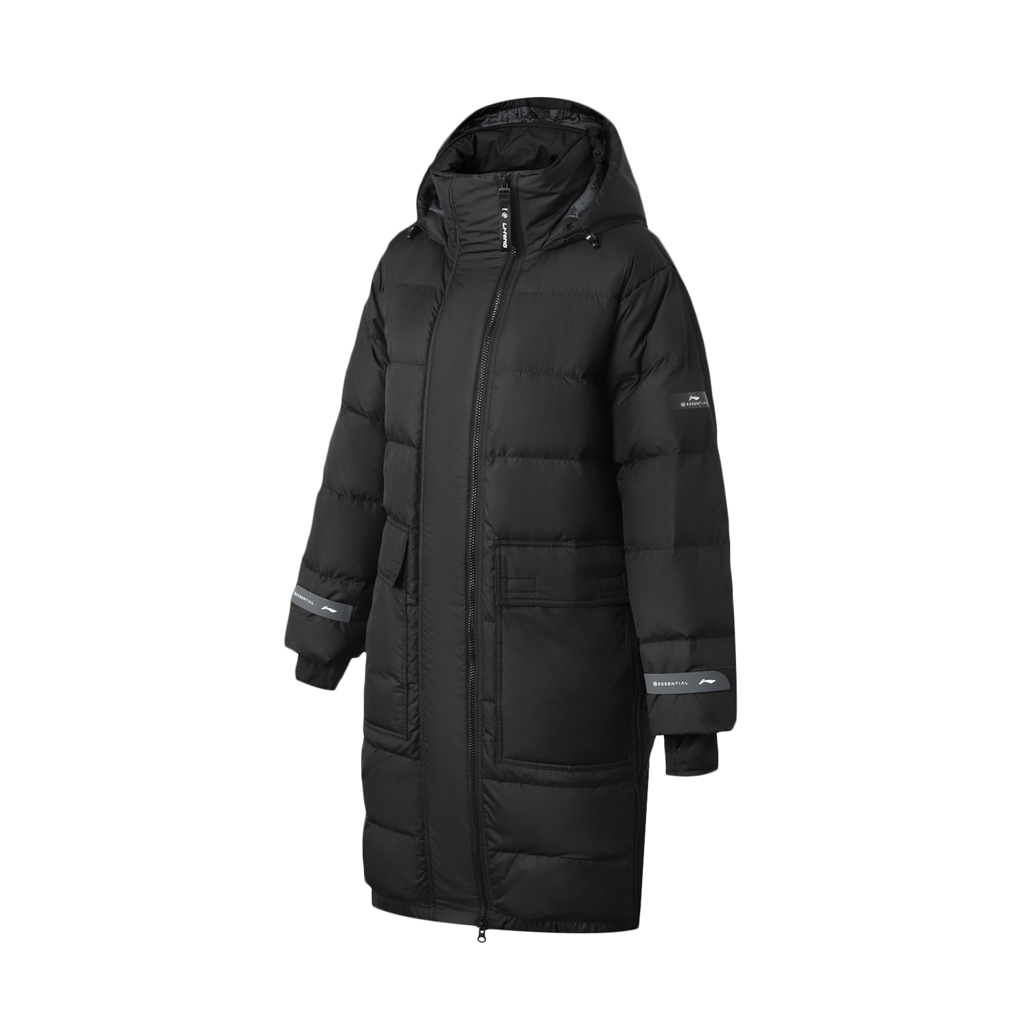 中国李宁羽绒服女子冬新款训练系列宽松型长款保暖羽绒服AYMQ028