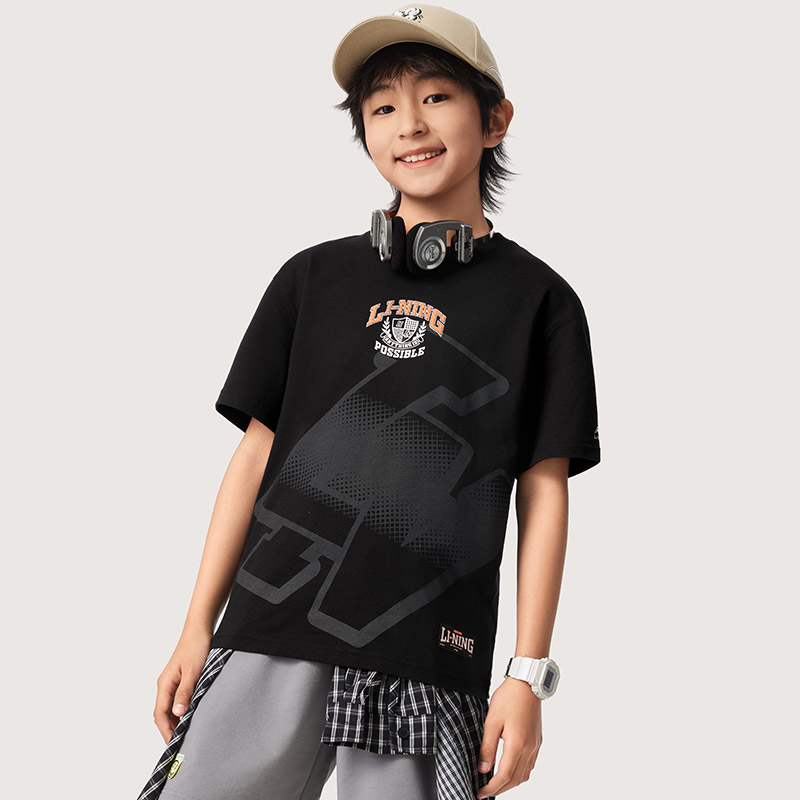 李宁男女童运动系列宽松短袖