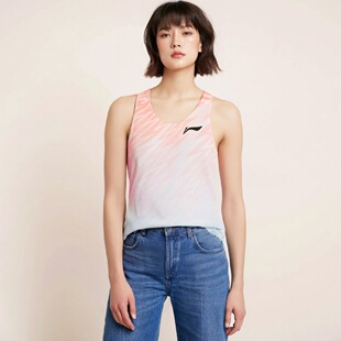 中国李宁正品2024跑步系列女子修身透气凉爽无袖运动背心AAYS038