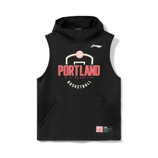 中国李宁运动篮球系列字母印花无袖连帽卫衣男款时尚百搭AWDR351