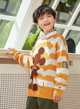 中国李宁2024新品联名系列男小童宽松卫衣套头编织衫YMBR001