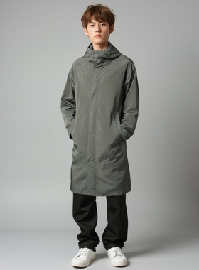 中国李宁2024新款男子运动长款宽松风衣刺绣潮流外套大衣AFDN449