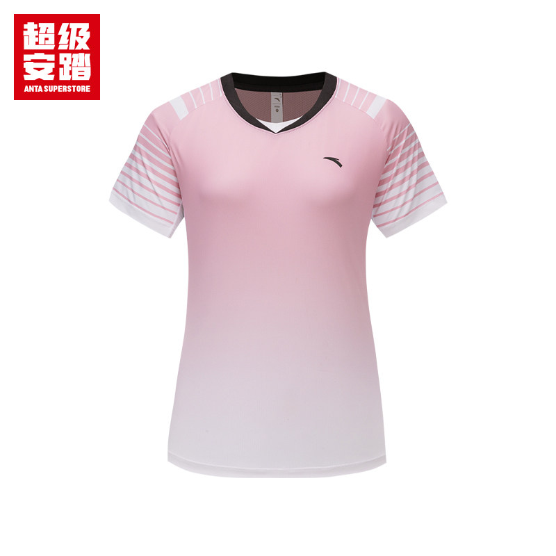 安踏暴汗乒羽短T女速干运动短袖