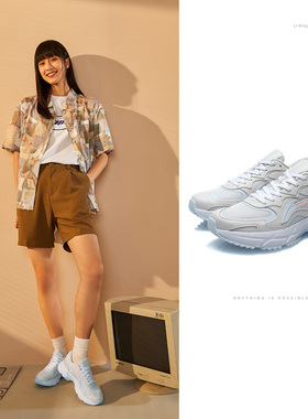 中国李宁正品女款休闲鞋网面透气系带跑步鞋复古运动鞋ARLR004