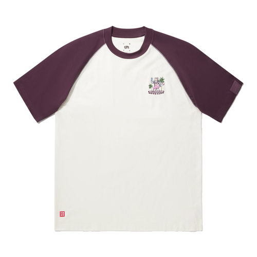 李宁拼色亲肤男女款套头T恤短袖