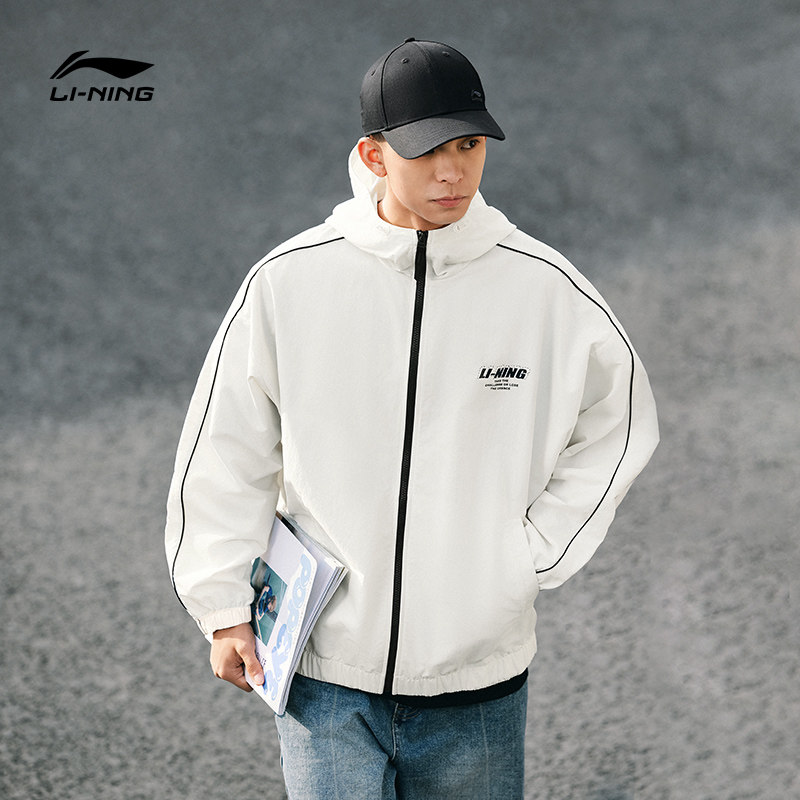 李宁荷叶男女款风衣连帽防风外套