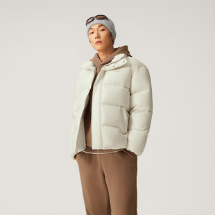 中国李宁vital系列男女同款 宽松纯色立领鸭绒短羽绒服AYMU319