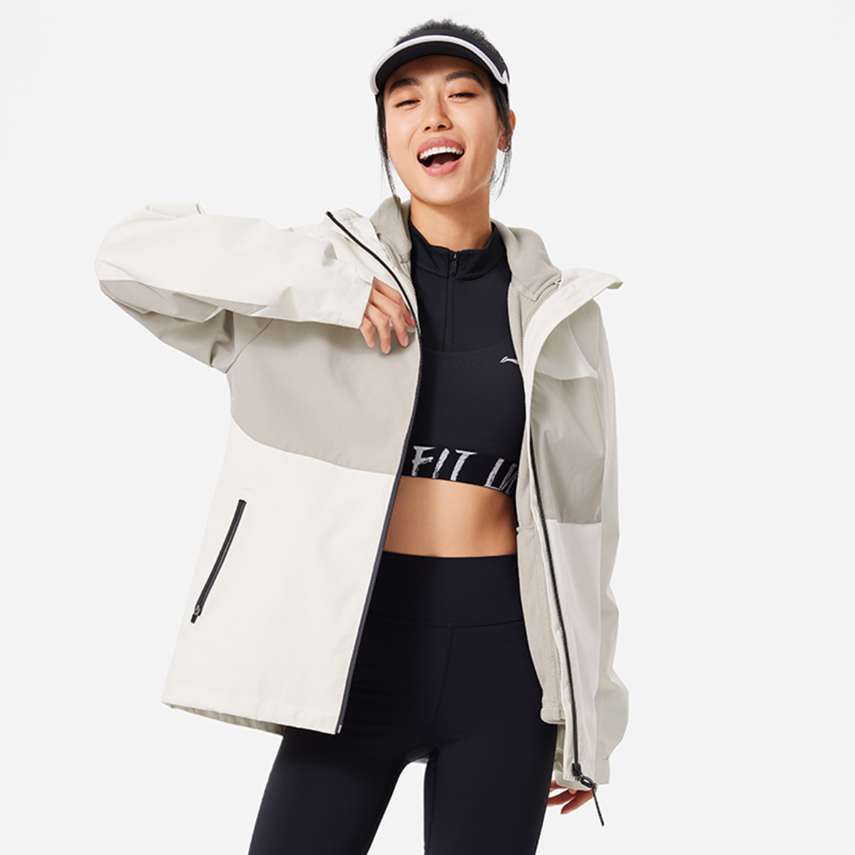 李宁冬季女户外加绒保暖运动风衣