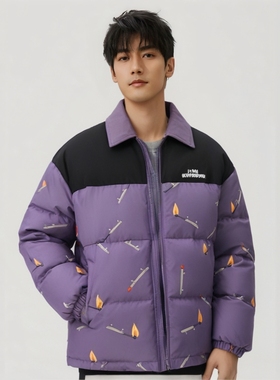 中国李宁Phil Hackett系列男子宽松鸭绒短羽绒服翻领外套AYMT173