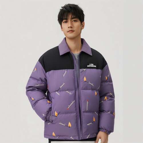 李宁男子翻领短款保暖羽绒服舒适