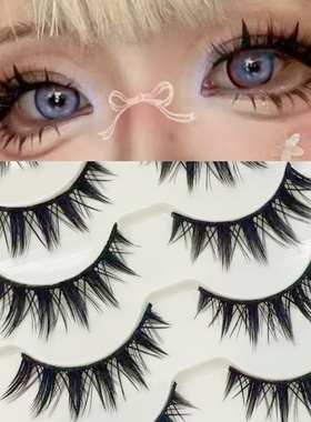 B23日系5对大恶魔COS假睫毛硬梗撑双眼皮尖尾浓密萌妹眼尾拉长