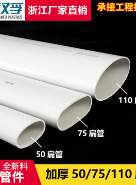 PVC50 75 110扁管厕所厨房阳台管道配件椭圆管地漏马桶移位器扁管
