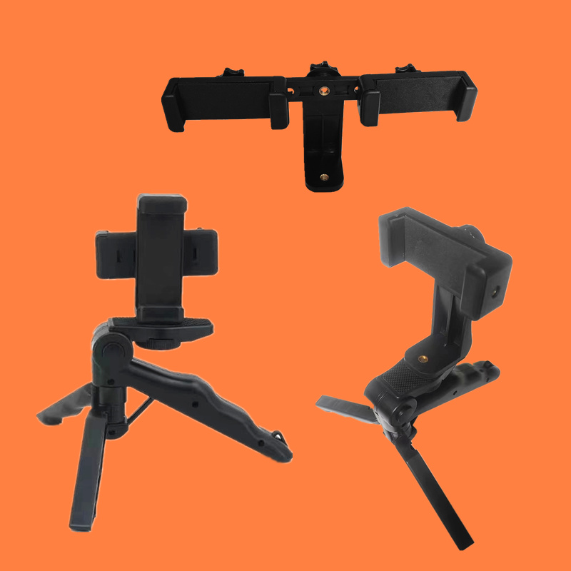 手机直播手持支架双机位前后夹子题词夹桌面支架通用提词器横竖屏