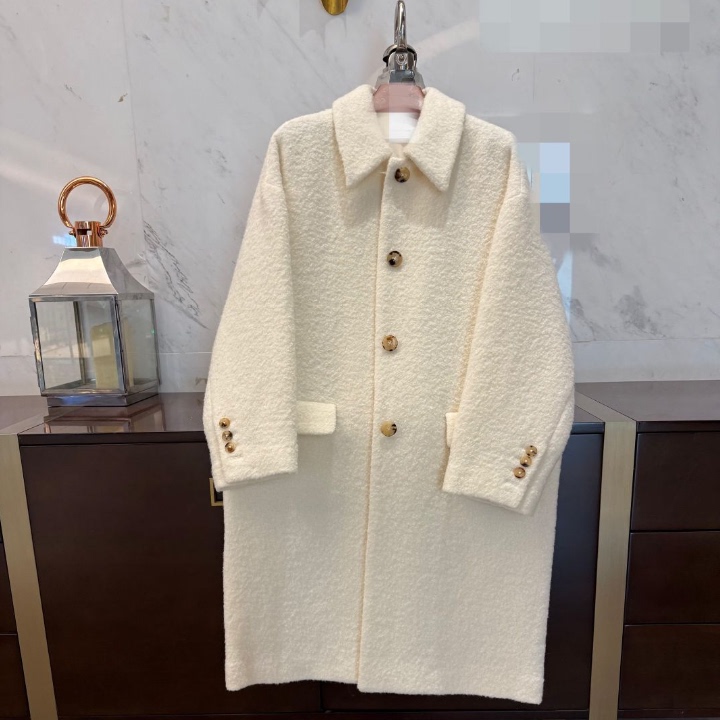 2025秋冬重磅立体圈圈毛呢100羊毛 極简优雅B*V罕见廓型长大衣