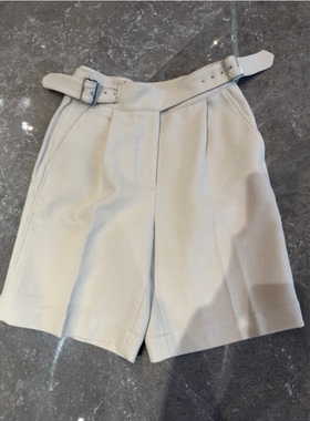 万能boyish 双向扣攀显瘦有型定纺羊毛亚麻百慕大中裤