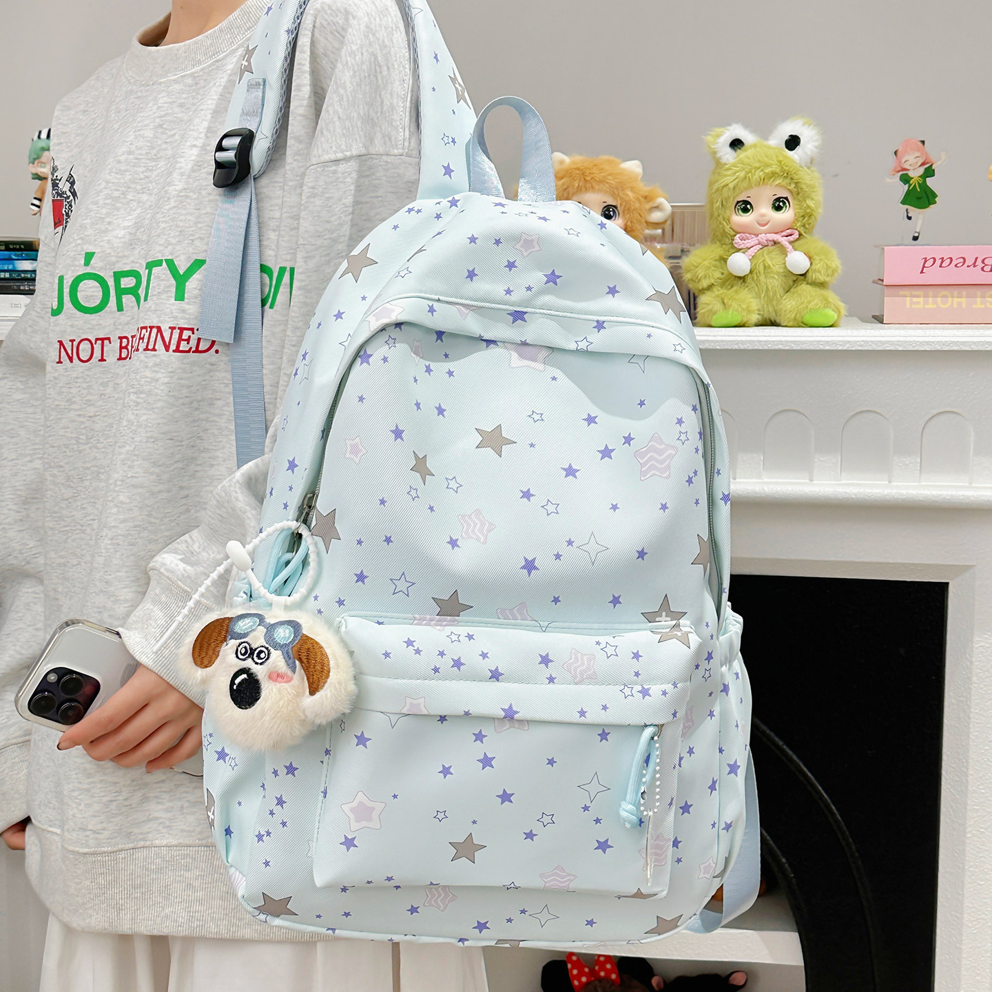 书包女初中生可爱星星小学生大容量双肩包大学生旅游轻便通勤背包