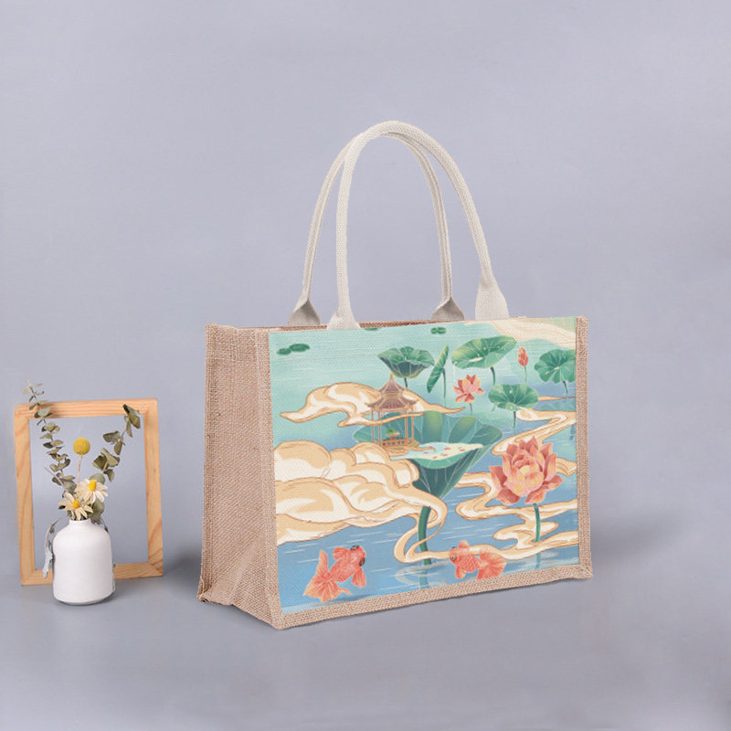 复古棉麻手提袋麻布袋企业礼品袋亚麻袋子印logo黄麻布防水购物袋