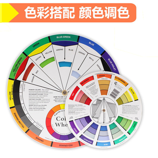 多功能中英文版色轮卡表盘12色相环纸质色彩搭配调色颜料初学美术