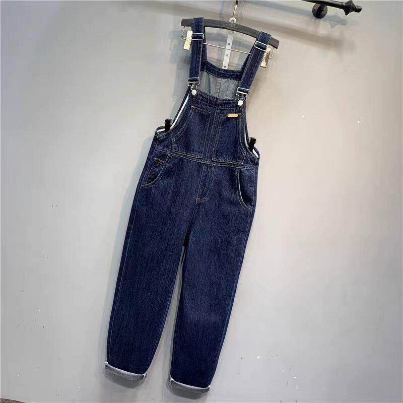 2025春秋新款哈伦裤牛仔背带裤女小个子洋气减龄宽松直筒阔腿裤潮