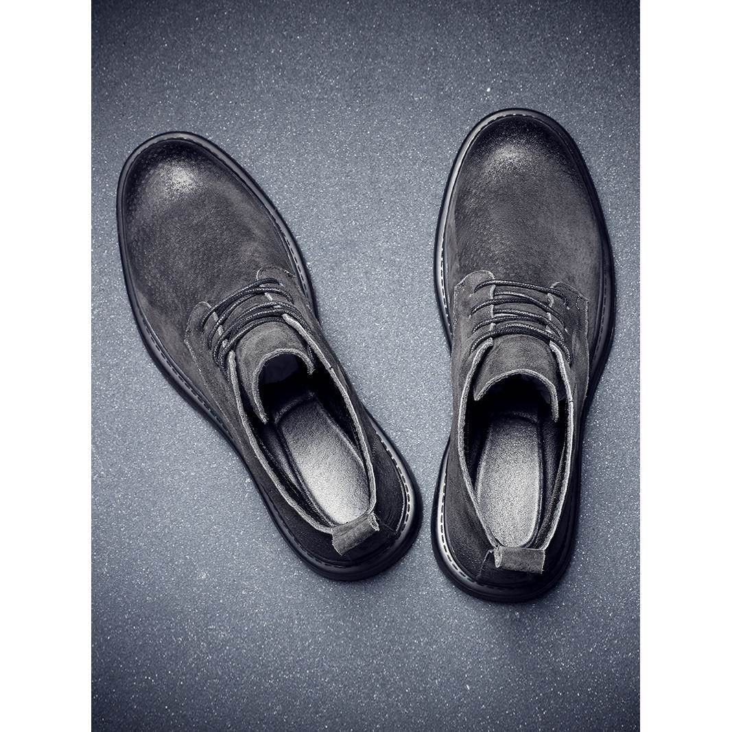 潮牌新款2025秋季休闲马丁靴低帮短靴男皮靴百搭英伦风透气工装鞋