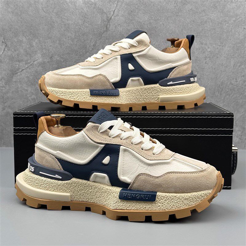 欧美厚底阿甘鞋男春秋增高运动休闲鞋2025新款个性时尚老爹鞋