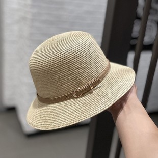 出游時尚 百搭海邊遮陽草帽潮 ins皮帶草編防曬漁夫帽子女夏季 韓版