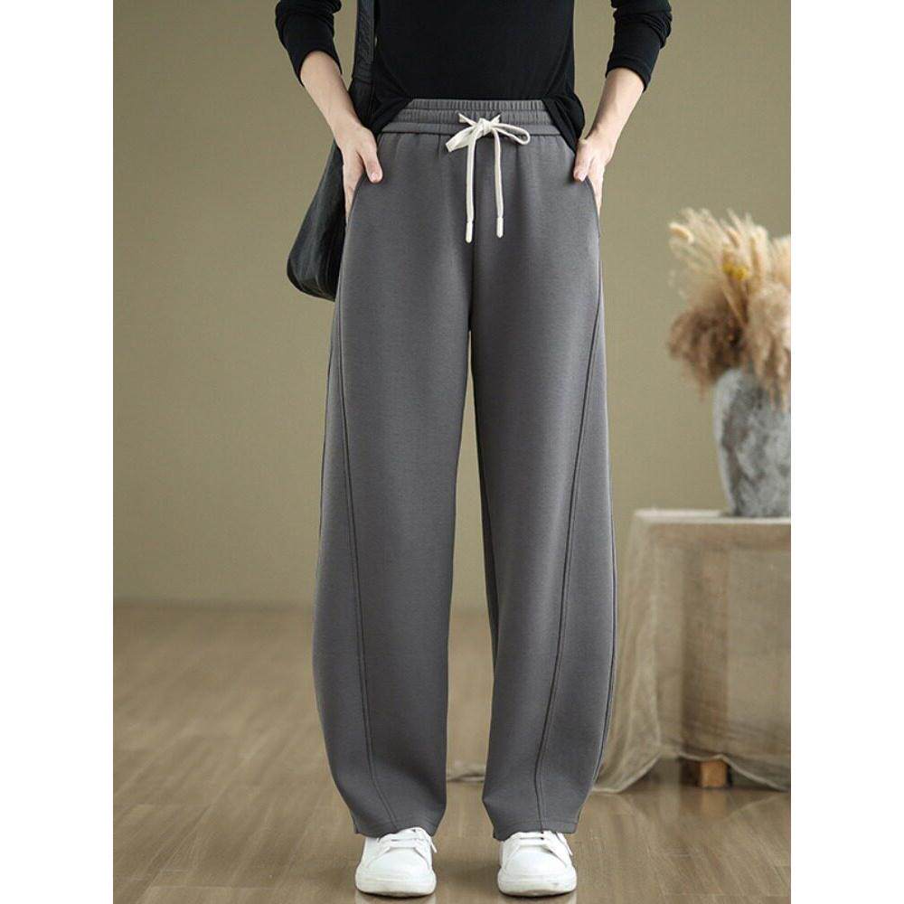 灰色窄版香蕉裤女春秋2025新款宽松阔腿镰刀卫裤小个子直筒运动裤