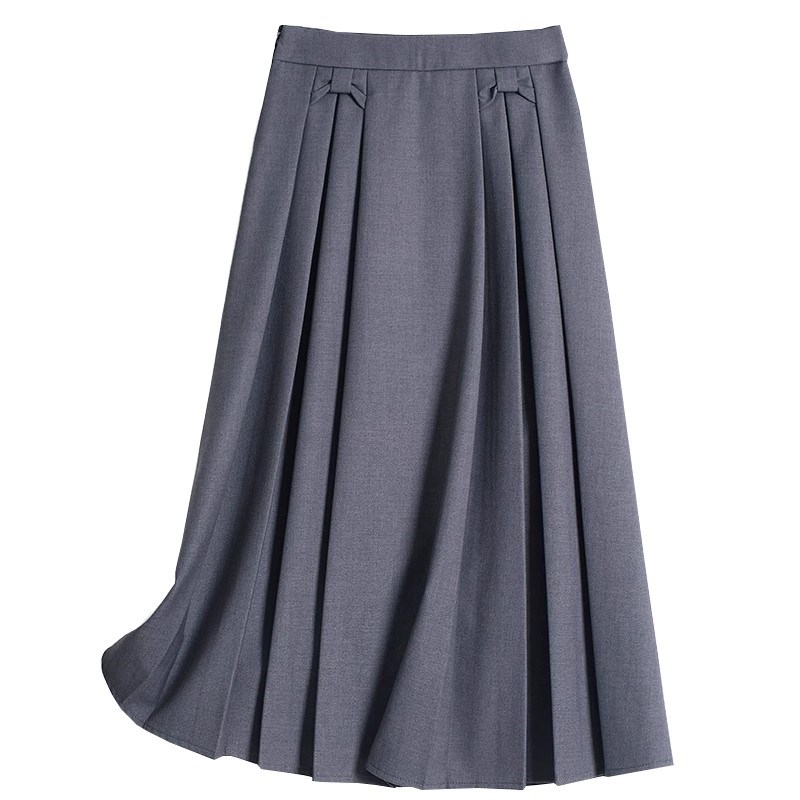 灰色A字西装半裙女2024春夏小个子洋气伞裙半身裙子中长款百褶裙