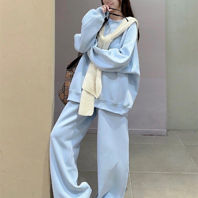 韩系穿搭一整套小个子又a又飒学生宽松运动休闲卫衣套装女秋冬款
