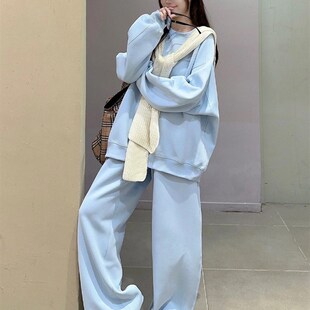 韩系穿搭一整套小个子又a又飒学生宽松运动休闲卫衣套装女秋冬款