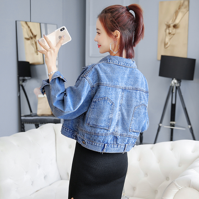 牛仔外套女2023春秋新款韩版港风百搭小个子短款上衣设计感女装潮