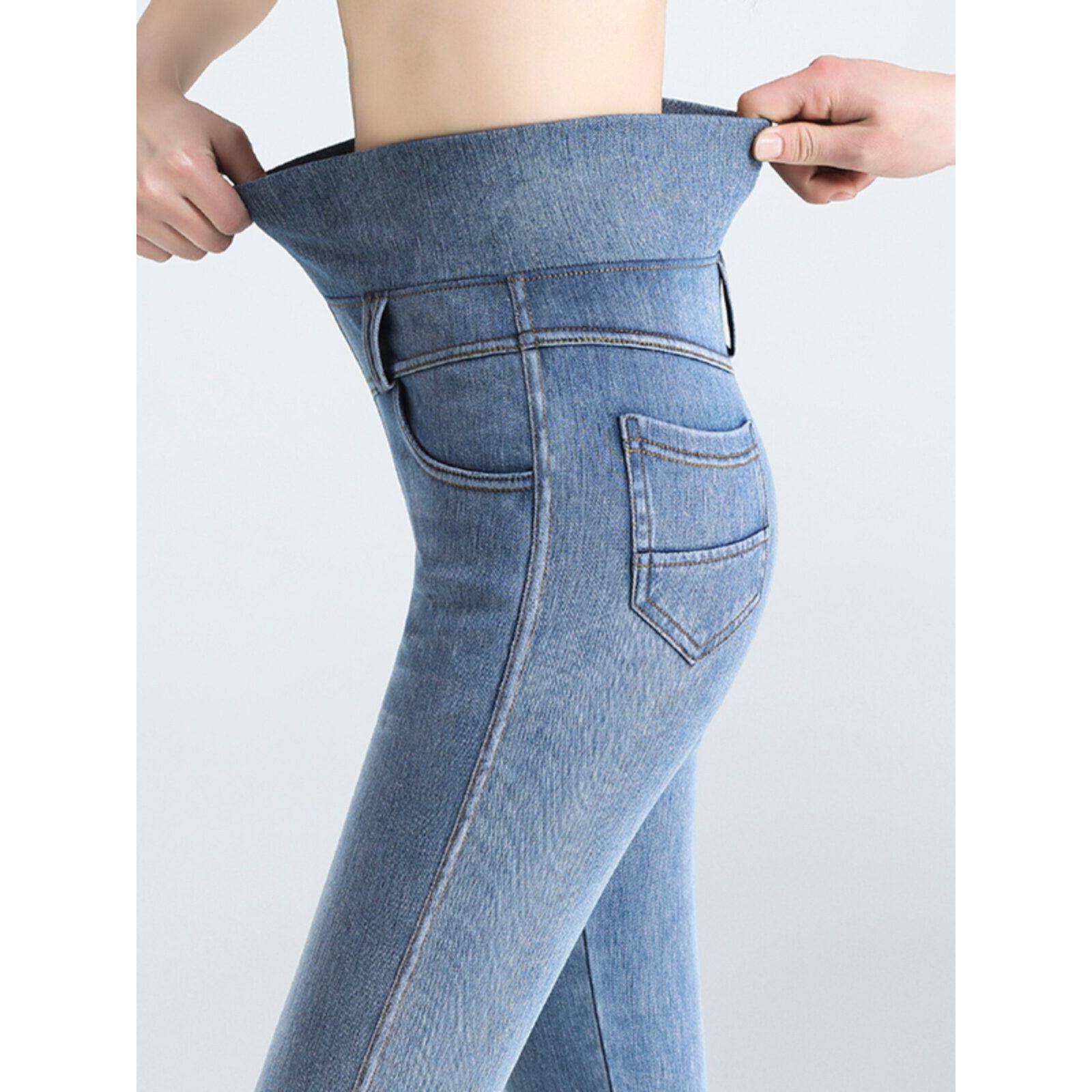 SPYB高腰牛仔裤女紧身秋冬季新款小个子松紧腰修身显瘦九分小脚裤