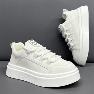 潮牌轻奢2025秋季新款时尚高端厚底休闲男鞋皮面小白鞋户外运动鞋