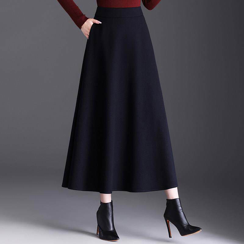 加厚毛呢半身裙女2025秋冬高端洋气爆款垂感高级感显瘦A字长裙