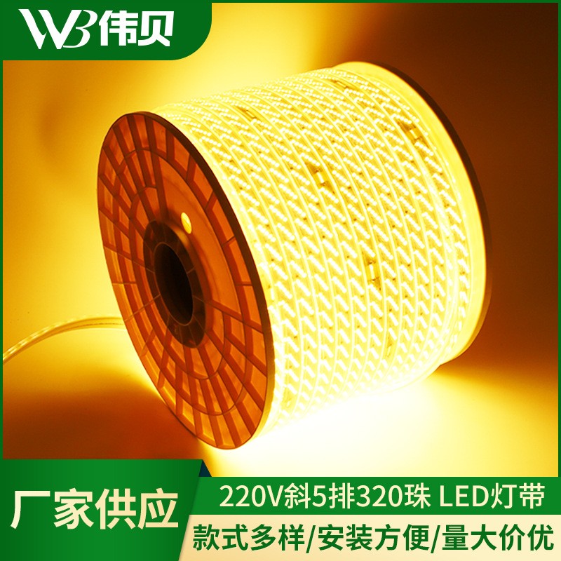 LED灯带220v户外防水地下室隧道工地亮化装饰照明白光灯条24V 36V