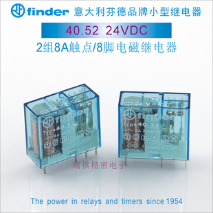 现货40.52,24VDC;40.52.9.024.0000;意大利finder芬德8脚继电器