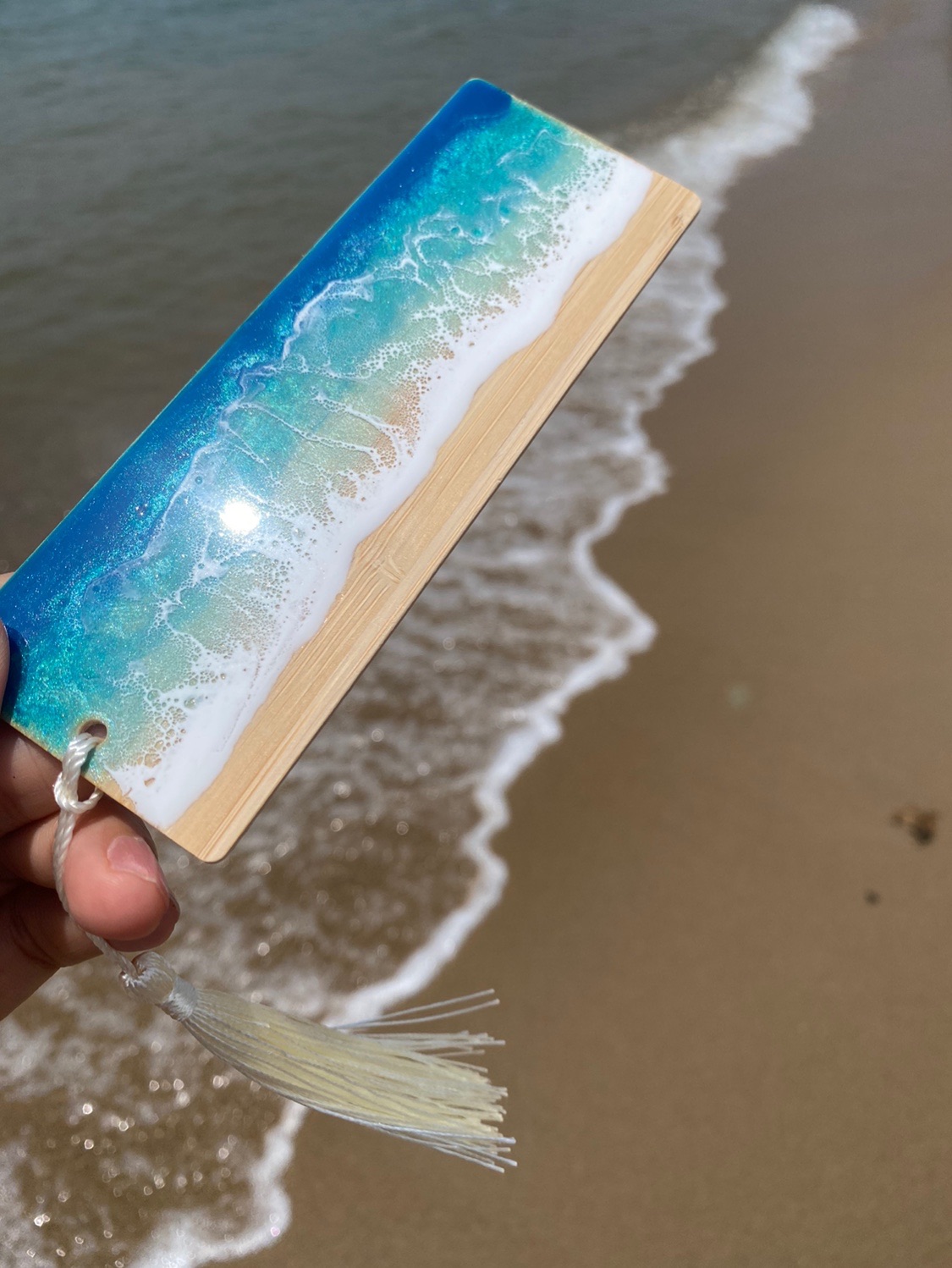 一花木原创手作 海洋书签大海 bookmark 流体画 ins风 礼品工艺品